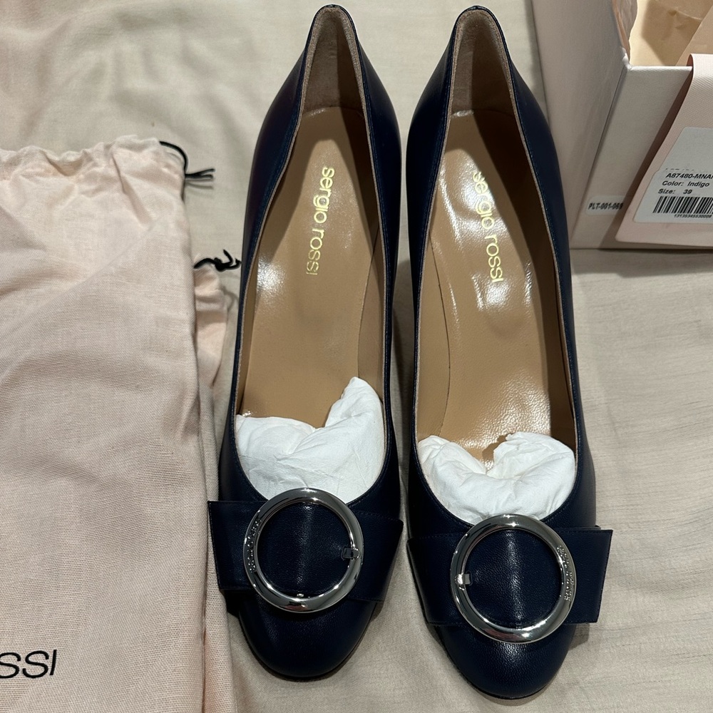 New Sergio Rossi indigo navy blue heels